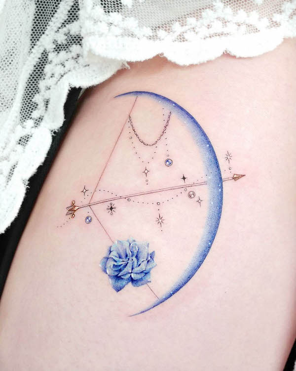 Gorgeous arrow and bow tattoo by @tattooist_solar