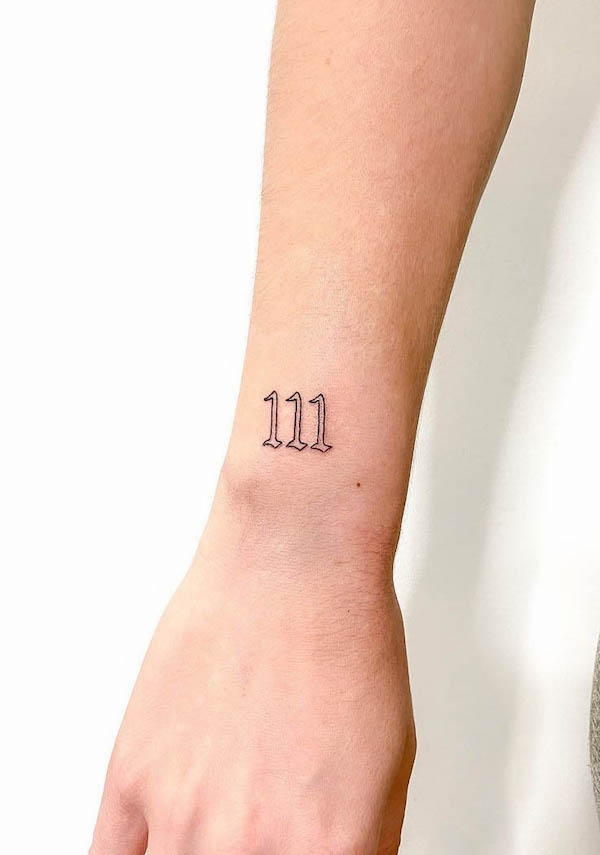 111 angel number tattoo by @_jaggeytattoo