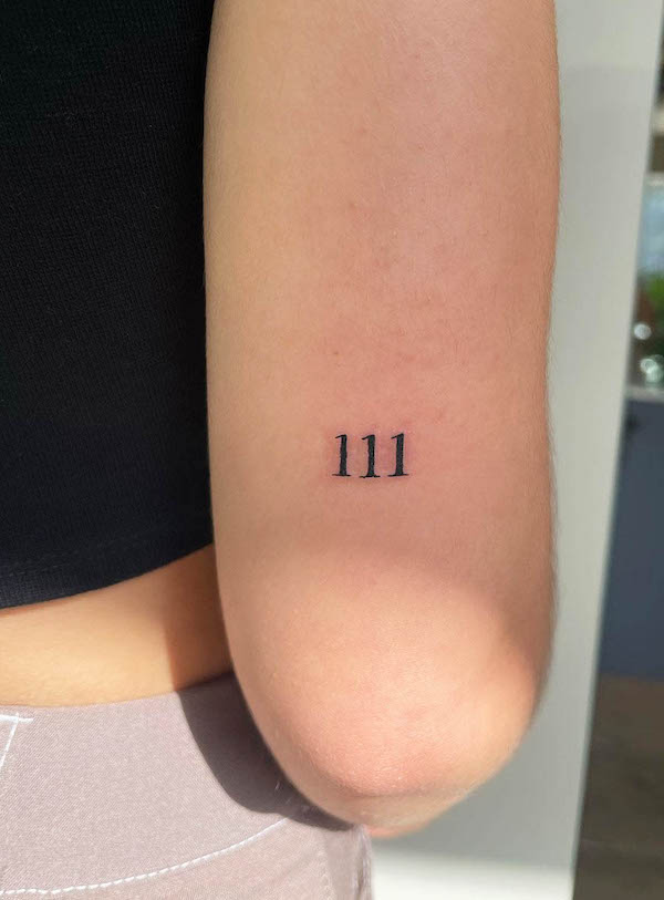 111 angel number tattoo by @becca_tattoo