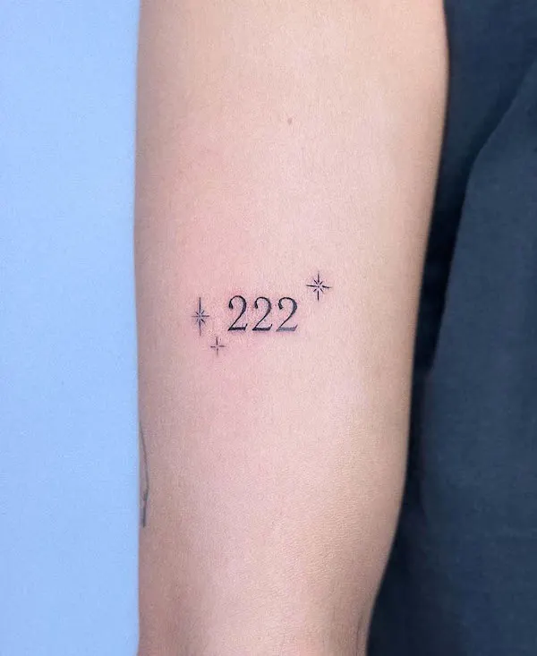 222 angel number tattoo by @itsspcb_ink