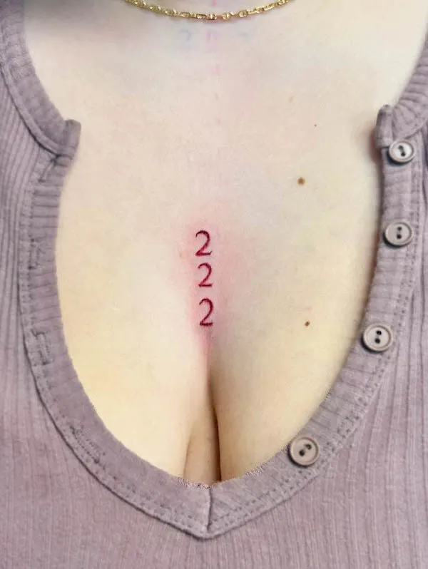 222 angel number tattoo by @thatgirlnamedgg