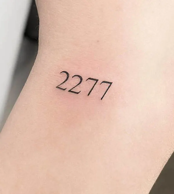 2277 angel number tattoo by @g9in_text