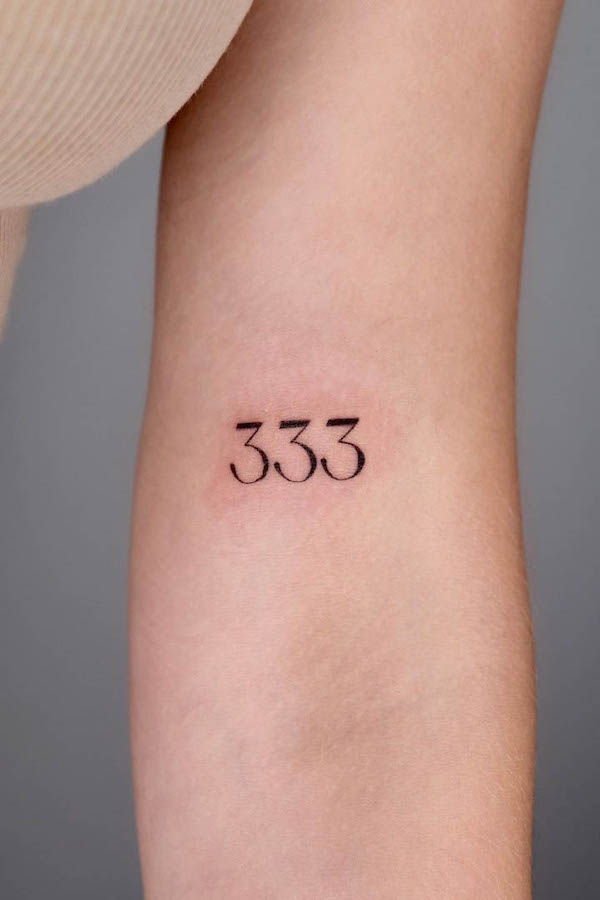 333 angel number tattoo by @tattooist_bear