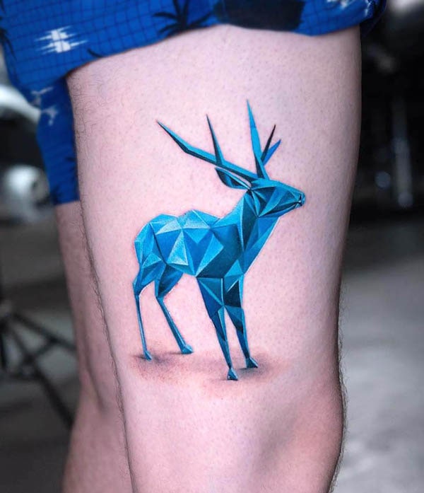 Origami deer tattoo by @zattattoo