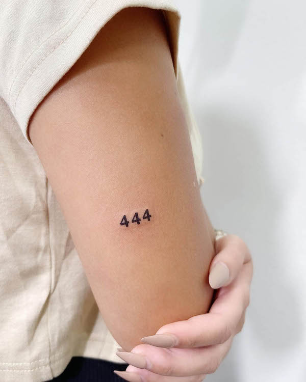 Small 444 angel number tattoo by @mish.tattoo