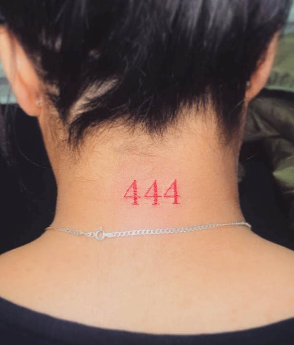 444 angel number tattoo by @miss_lucypop