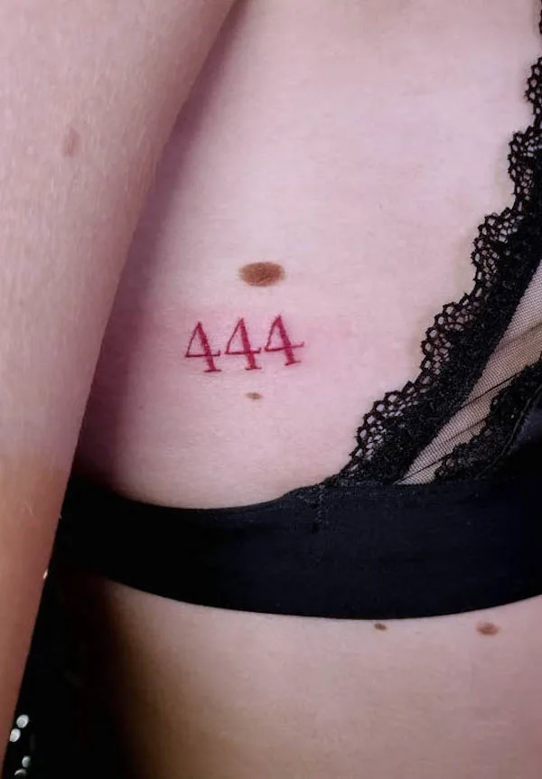 444 angel number tattoo by @tattoosby_elise