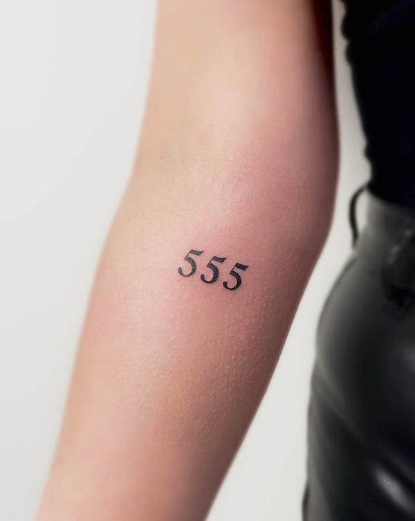 555 angel number tattoo by @kwestro.inc_.tattooshop