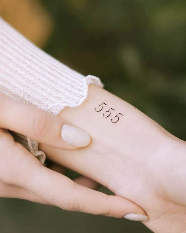 555 angel number tattoo by @lalla.boo