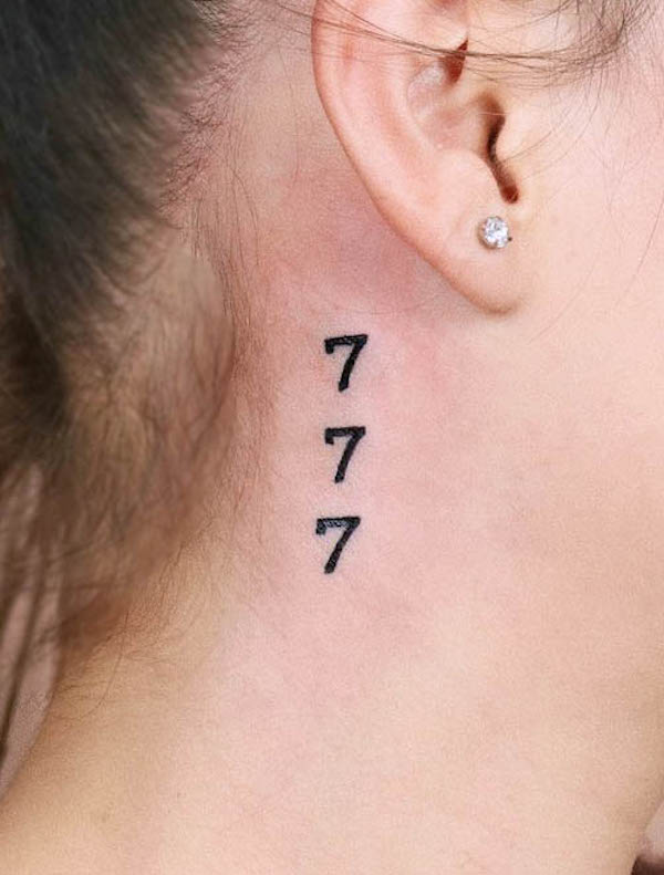 777 angel number tattoo by @bibi.abelle