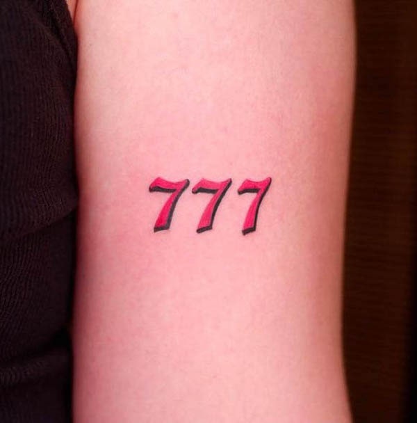 777 angel number tattoo by @needlehouseph