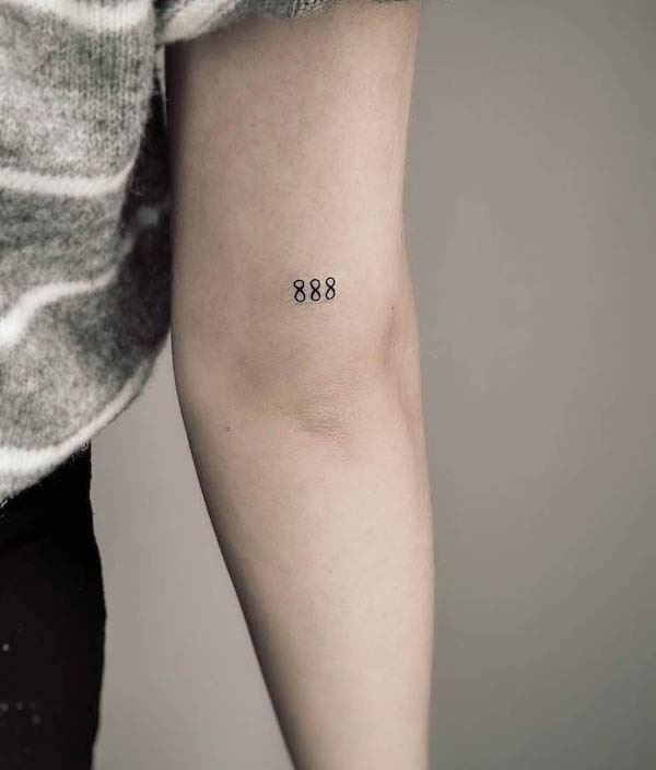 888 angel number tattoo by @inkedbyineke