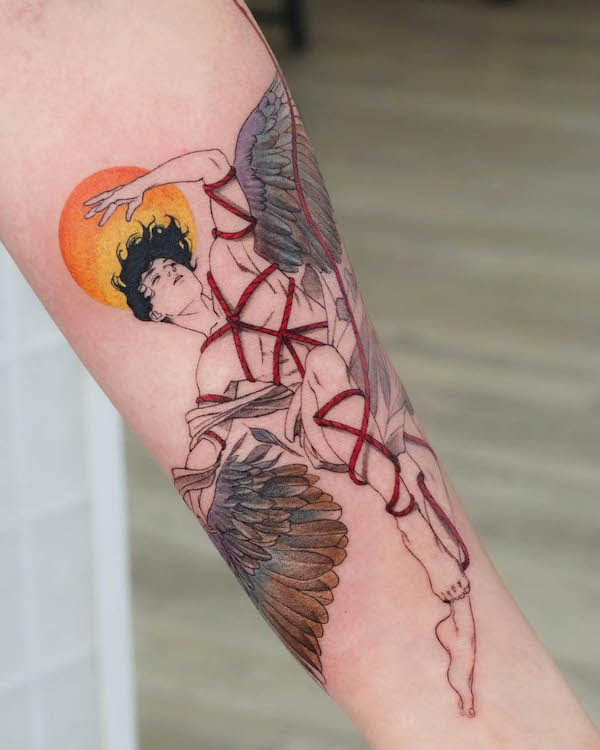 Anime version fallen angel tattoo by @hemi_tattoo