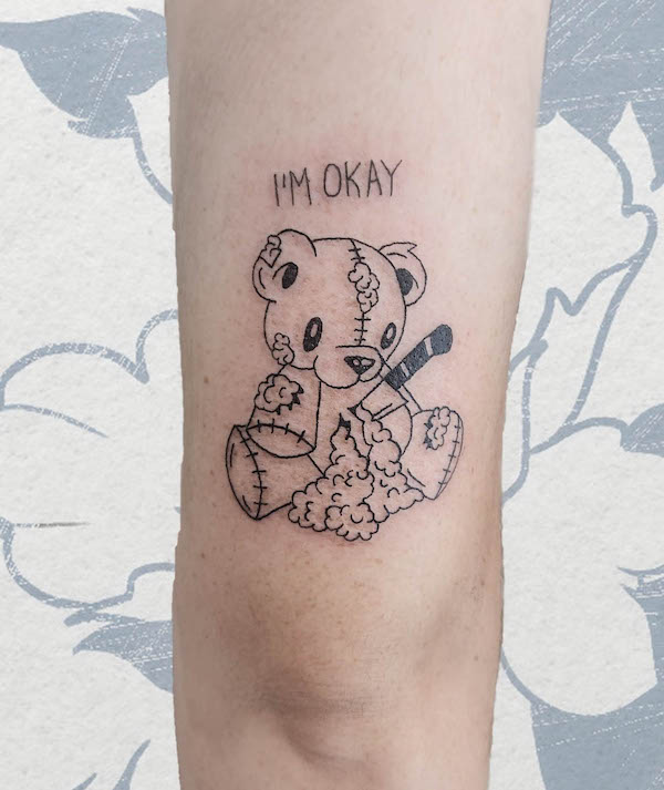 Bear mental health tattoo by @prettysleepless