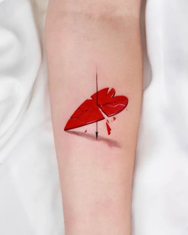 Broken heart tattoo by @caotida