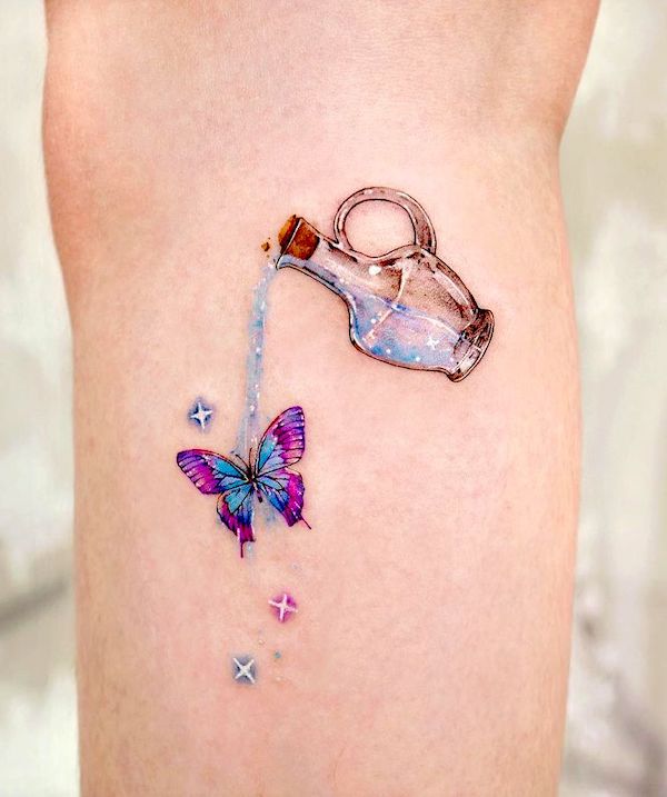 Butterfly and portion tattoo by @songe.tattoo