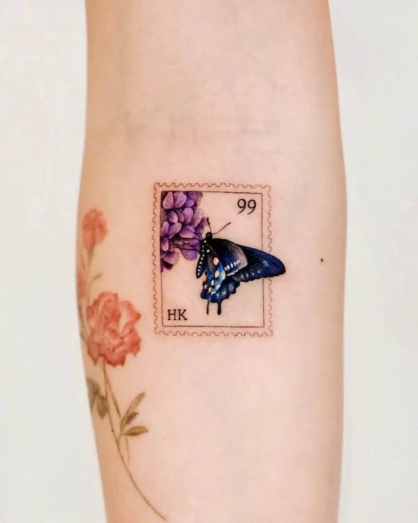 Butterfly stamp cute tattoo by @_rony_tattoo