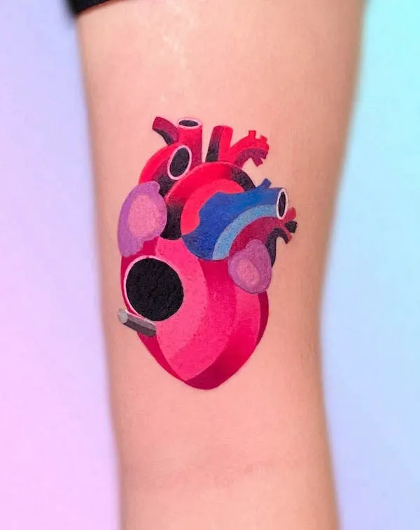 Colorful heart tattoo by @_ferfy_