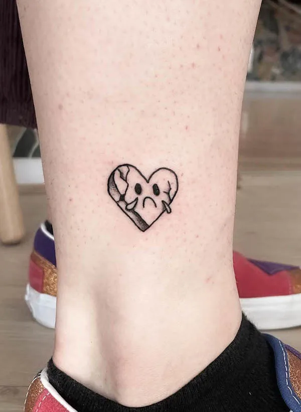 Crying heart ankle tattoo by @redancolie.tattoo