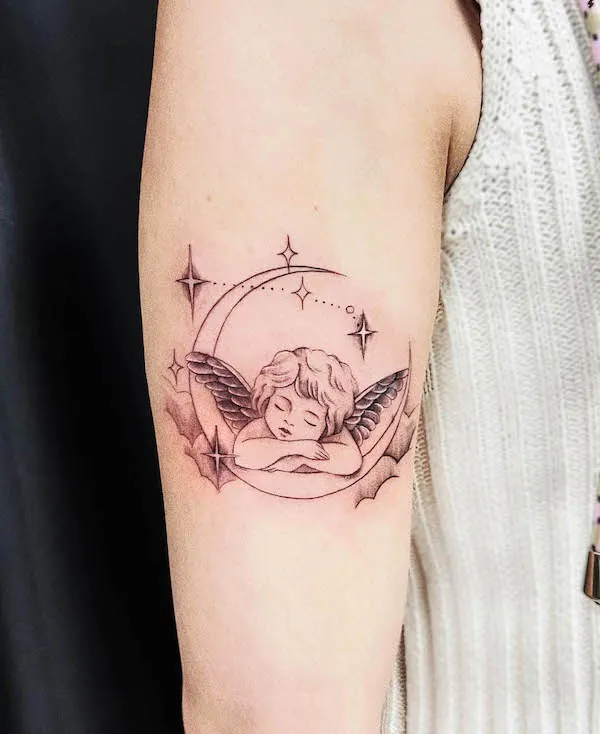 Cupid tattoo by @luluouo.tattoo