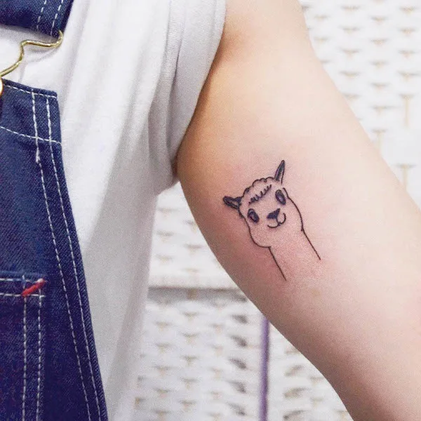 Cute alpaca arm tattoo by @mazadragon