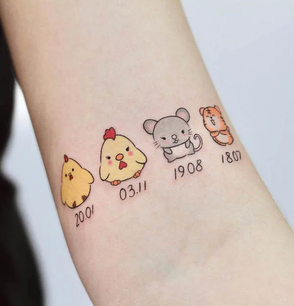 Cute animals family tattoo by @minie._.chan_"