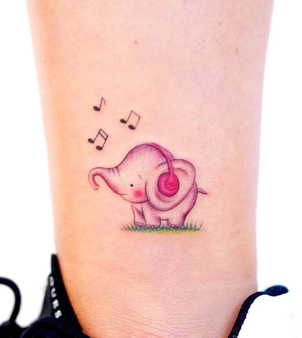 Cute baby elephant tattoo by @ayhankrdg