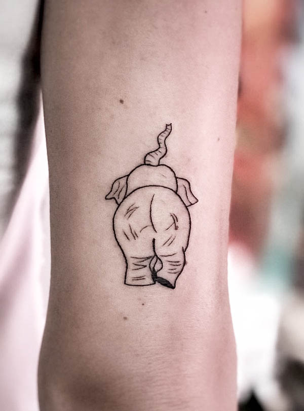 Cute baby elephant tattoo by @tattooparadisehikkaduwa