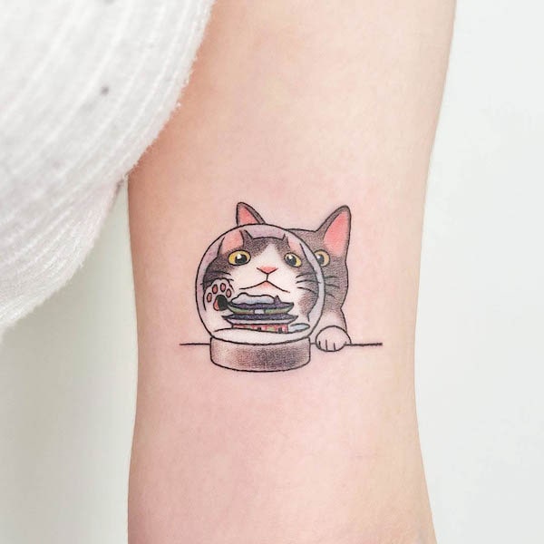 Cute cat tattoo by @buoythefishlover