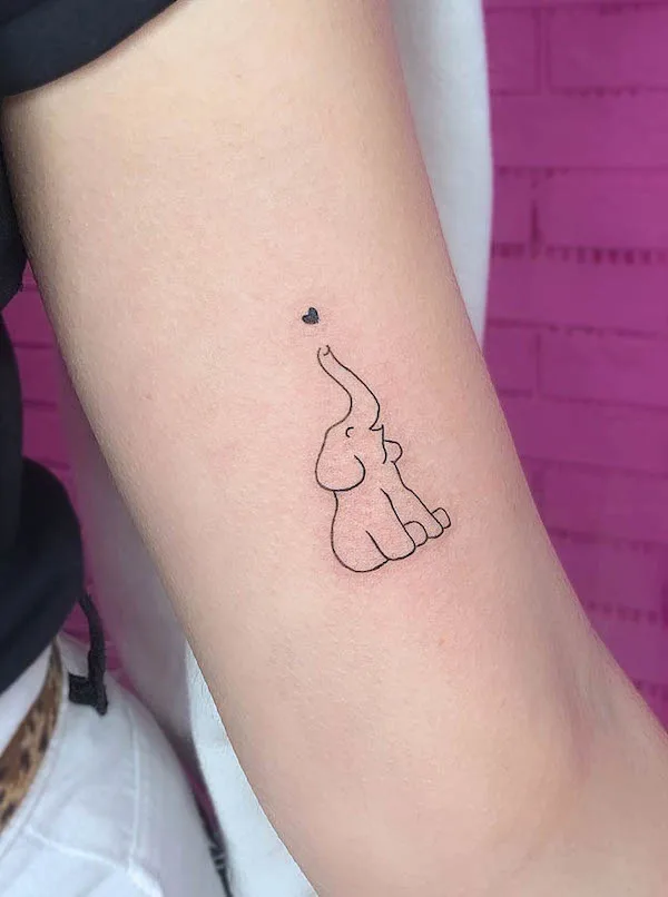 Cute elephant arm tattoo by @tetovacky_plzen