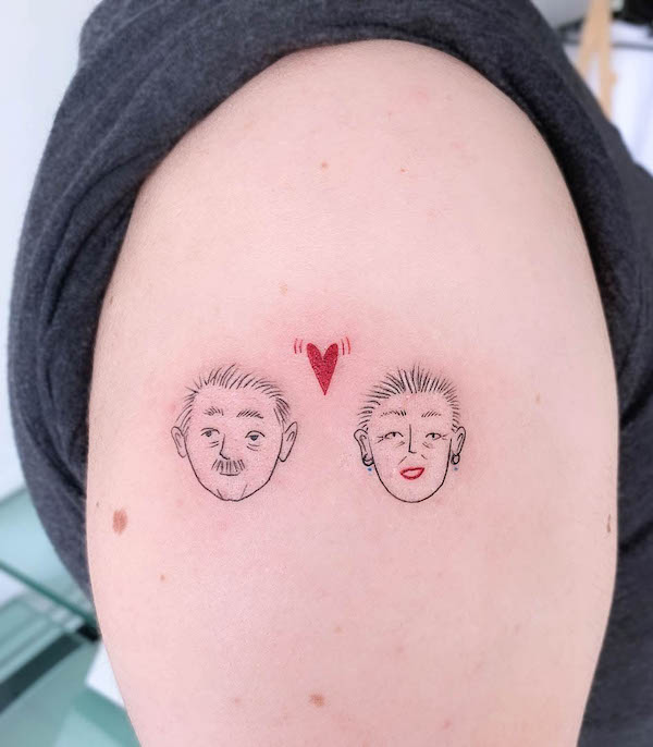 Cute cartoon portrait tattoo by @denizs7