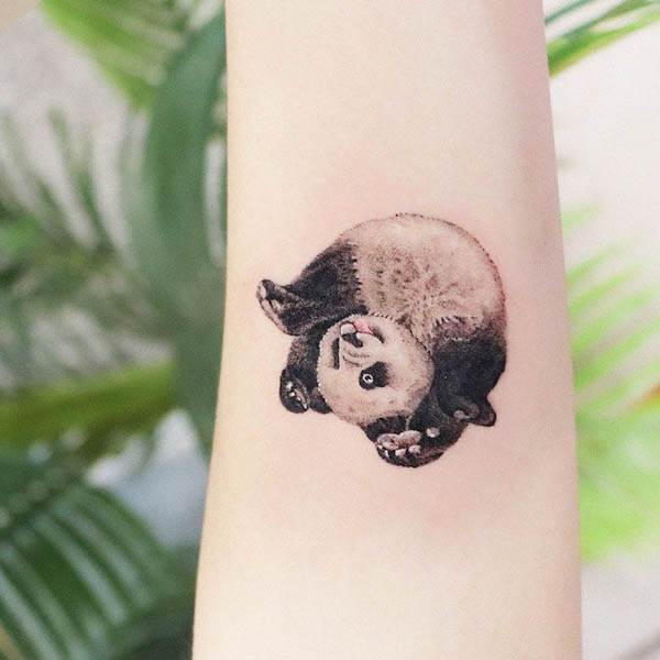 Cute panda tattoo by @siihee.tattoo