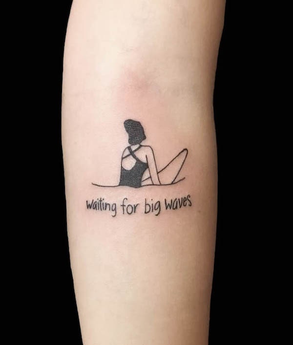 Cute surfing girl tattoo by @soar_tattoo