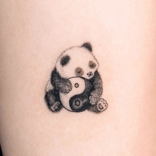 Cute yin yang panda tattoo by @julie_art_tto