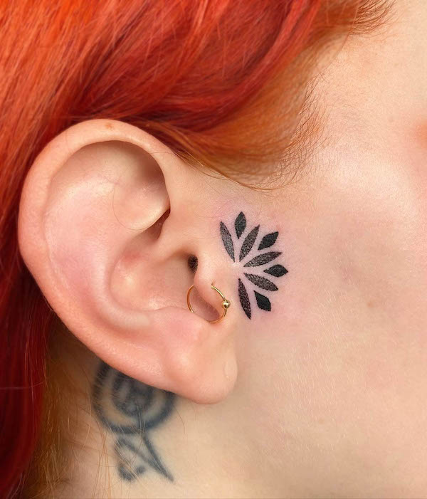 Dainty half mandala ear tattoo by @patrick.bressan.tattoo