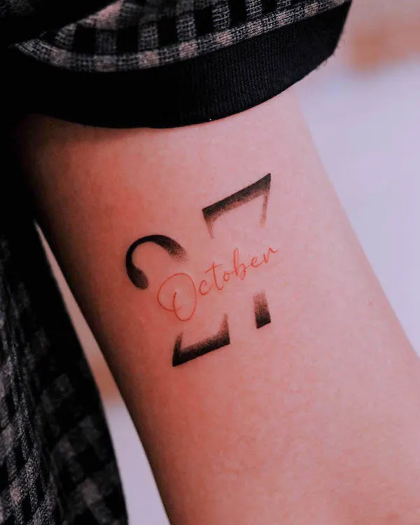 Date of birth tattoo by @nhi.ink