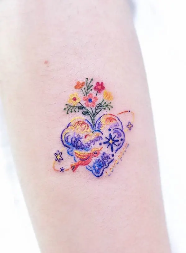 Floral heart tattoo by @second.pin