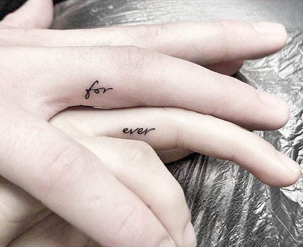 Forever finger tattoos for couples by @playground_tat2