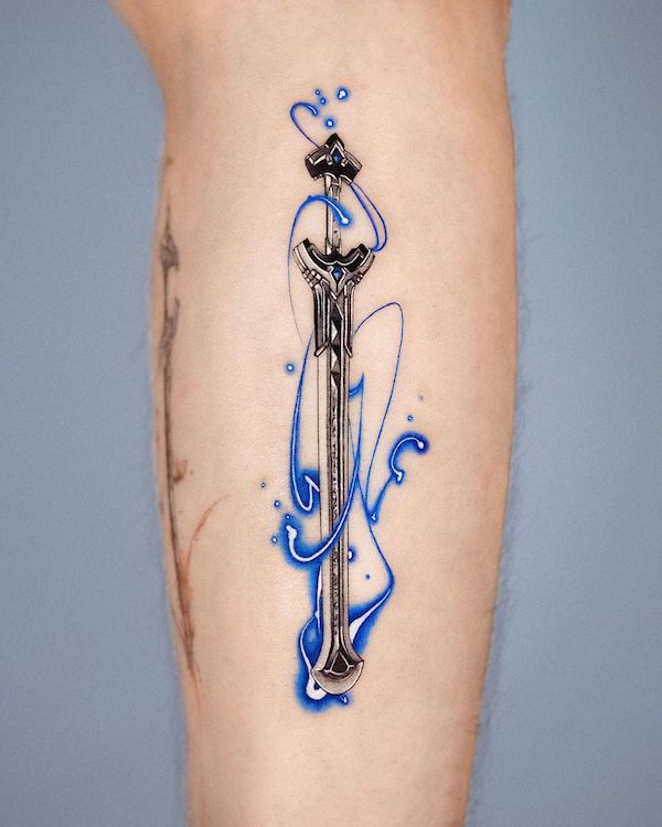 Fortnite sword tattoo by @e.nal_.tattoo