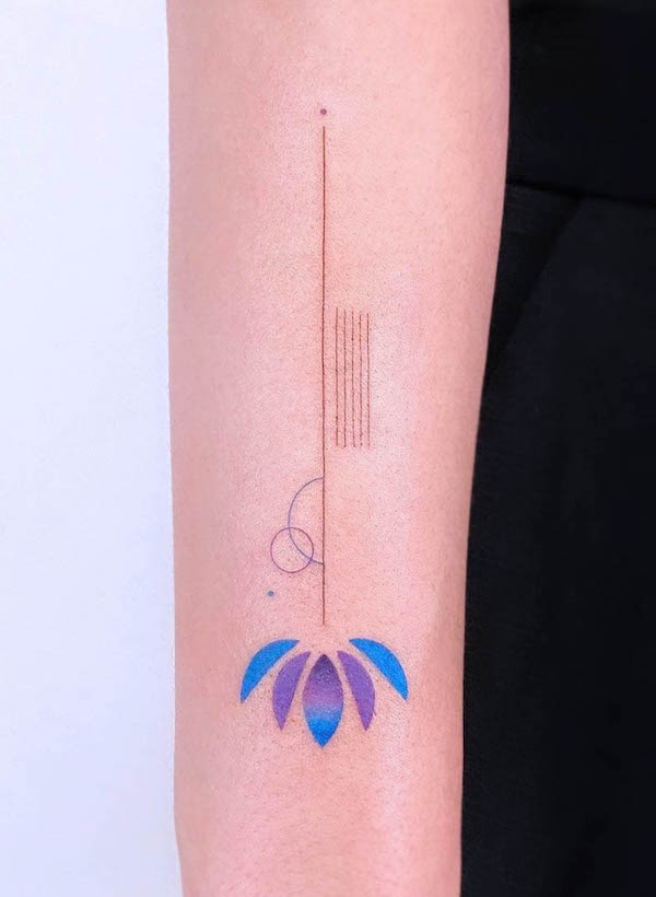 Geometric lotus tattoo by @ida.minimal