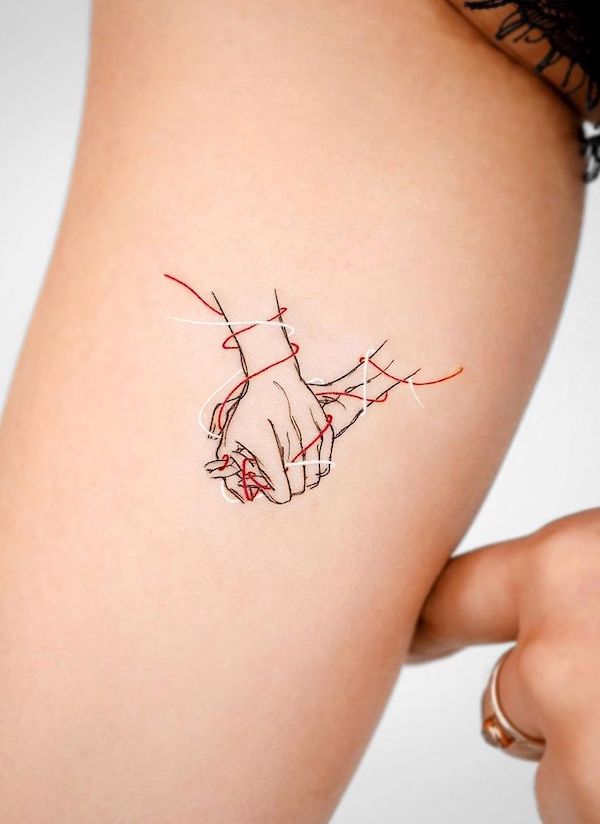 Hold my hand small tattoo by @pauline.son