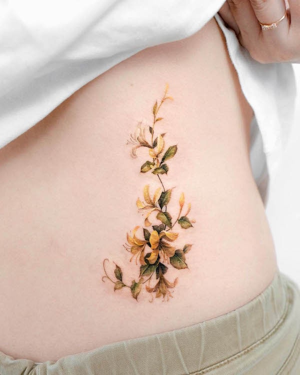 Honeysuckle tattoo by @donghwa_tattoo