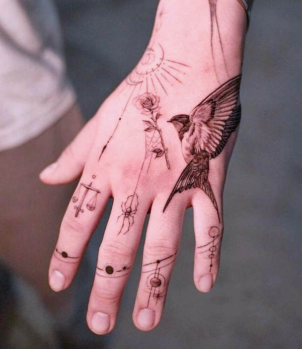 Intricate hand tattoo by @hami_shin