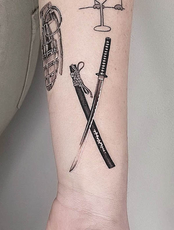 Japanese katana tattoo by @yeontaan