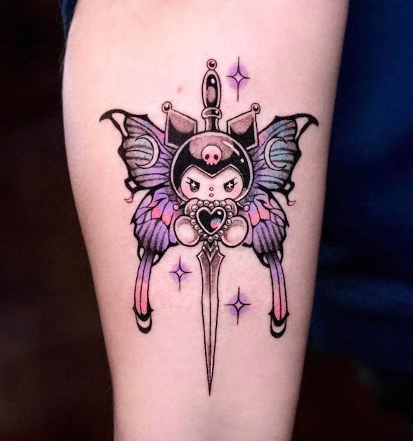 Kawaii dagger tattoo by @qiqi_tattoo