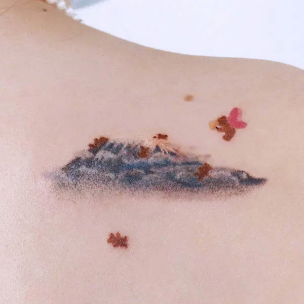 Landscape mountain tattoo by @baekkya_tt