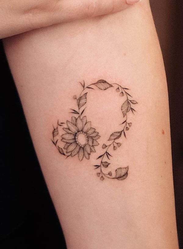 Leo sunflower tattoo by @bunami.ink