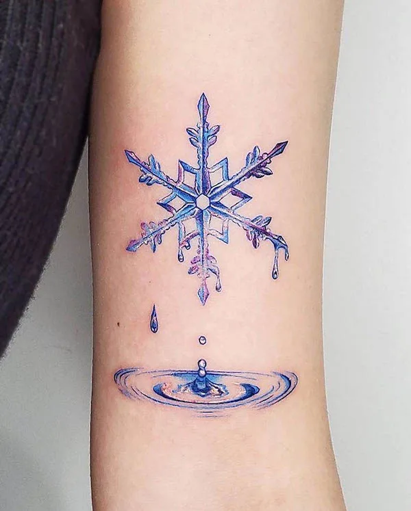 Melting snowflake by @elly_tattooist