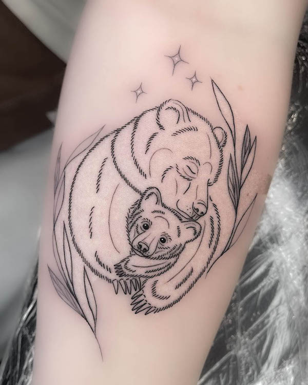 Momma and baby bear tattoo by @9ninetattoos