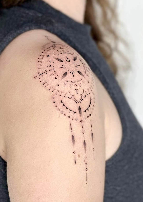 Ornamental mandala shoulder tattoo by @geometrip_small